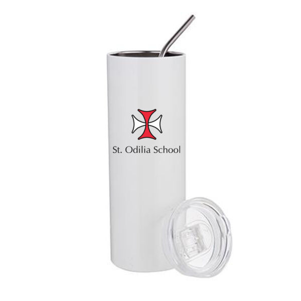 20 oz Stainless Steel Tumbler w/ Straw & Lid - Sublimated Logo Thumbnail