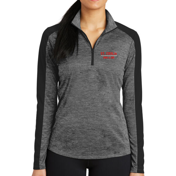 Sport-Tek Ladies PosiCharge Electric Heather Colorblock 1/4 Zip Pullover - Embroidered Logo Thumbnail