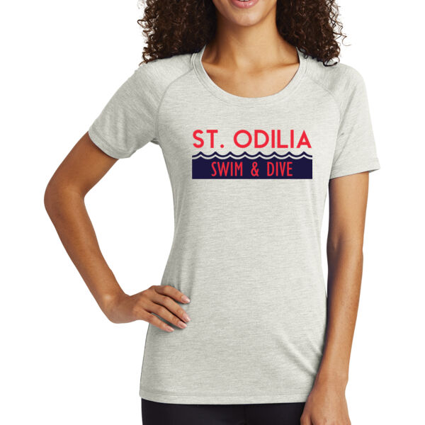 Ladies PosiCharge Tri-Blend Wicking Scoop Neck Raglan Tee - Screen Print Logo Thumbnail