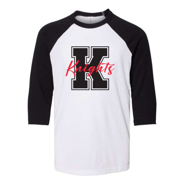 BELLA + CANVAS - Youth Three-Quarter Sleeve Baseball Tee - Printed Logo Thumbnail