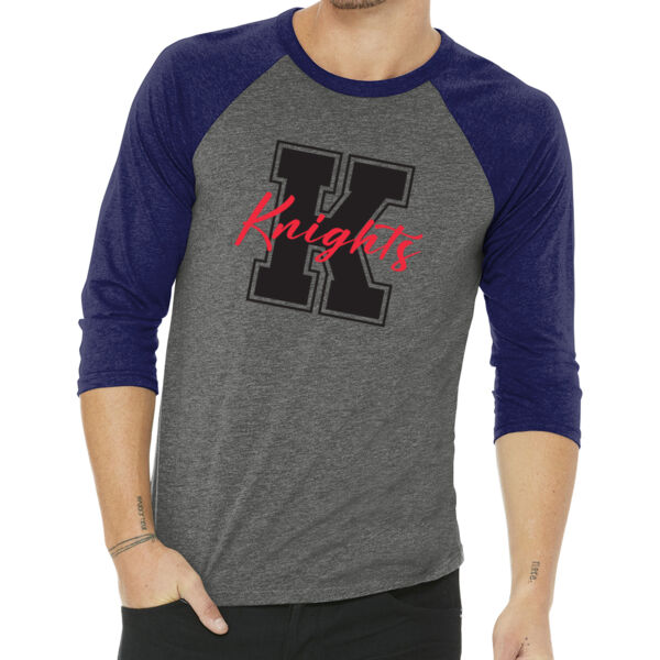 BELLA+CANVAS ® Unisex 3/4-Sleeve Baseball Tee - Printed Logo Thumbnail